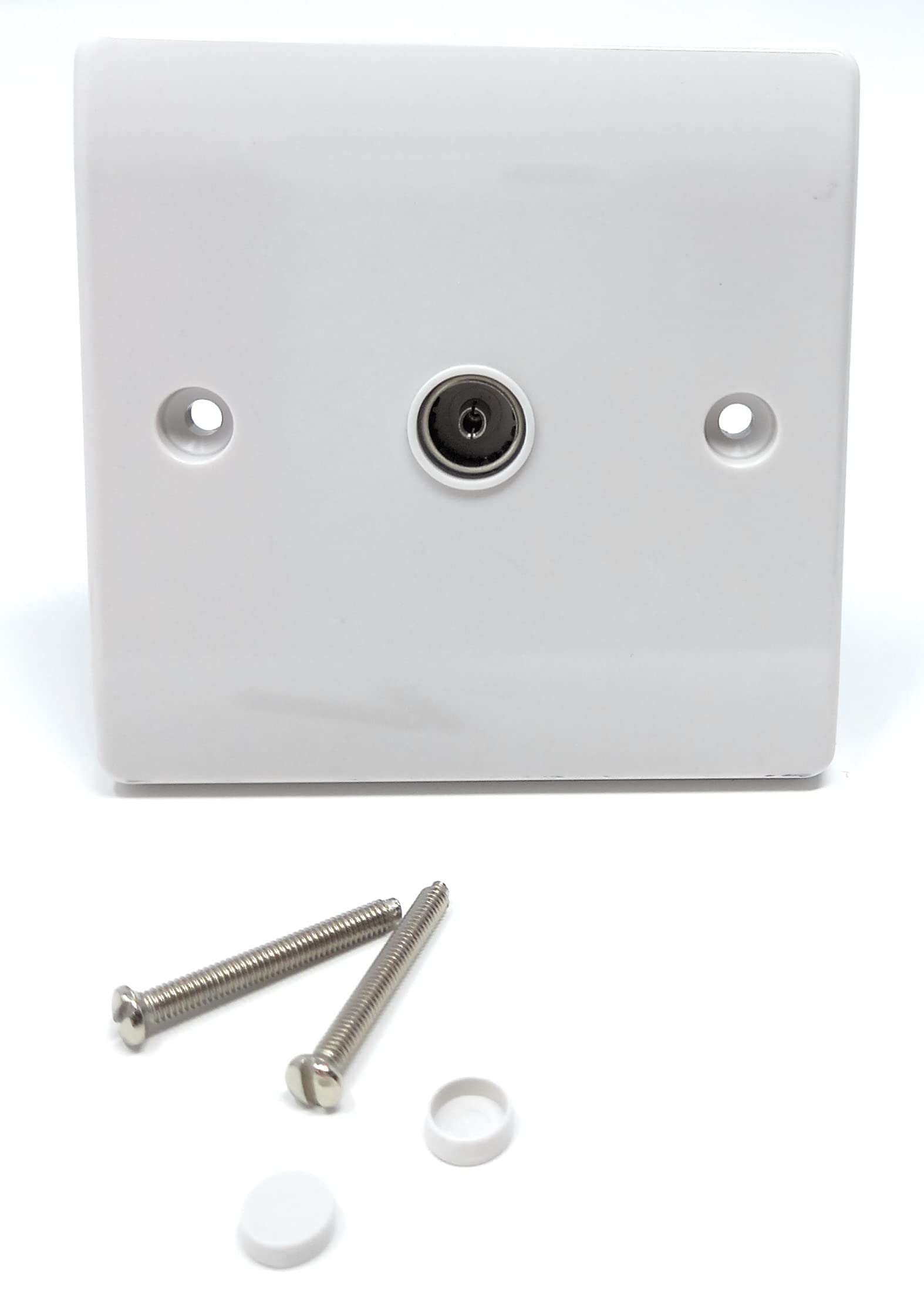 TV Aerial Socket Coaxial Coax Wall Faceplate Outlet White TV Point TV/FM (Single Socket)