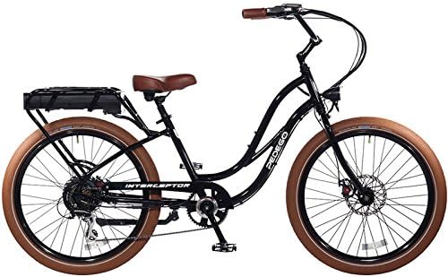 Pedego Interceptor 26" Step Thru Black with Brown Balloon Package 48V 15Ah
