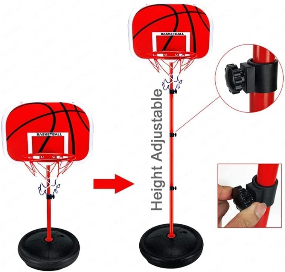 Basketball Hoop Stand with Wheel, DMG Portable Adjustable Height Children Basketball Hoop with Ball & Pump, Indoor Outdoor Sport Activity Game Gift Toddler, 63-150cm