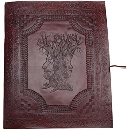 ROOGU The Wisdom of Trees Photo Album XXL Vintage Buffalo Leather Black Cotton Paper Embossed Elephant Horse Camel Handmade