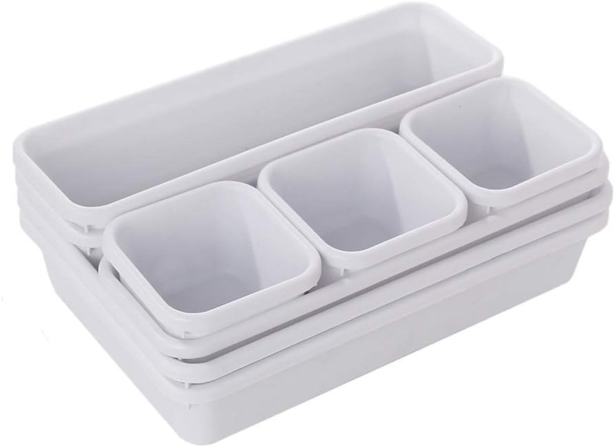 16-Piece Interlocking Desk Drawer Organizer Tray Tools Gadgets Storage Bins for Office Bathroom