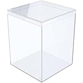 Set of 6 Acrylic Boxes with Lids, 3.44" Square x 4.5" Tall, Made in USA, Clear Display Case for Collectibles, Rocks, Seashell