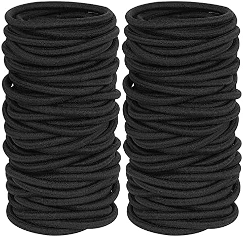50 Pieces Black Rubber Elastic Hair Bands Bulk Rope Hair Tie Ponytail ...