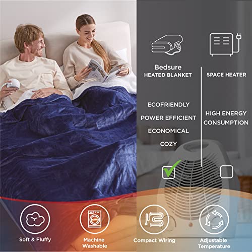 BEDSURE Fleece Electric Blanket King Heated Blanket, 10 Heat Settings