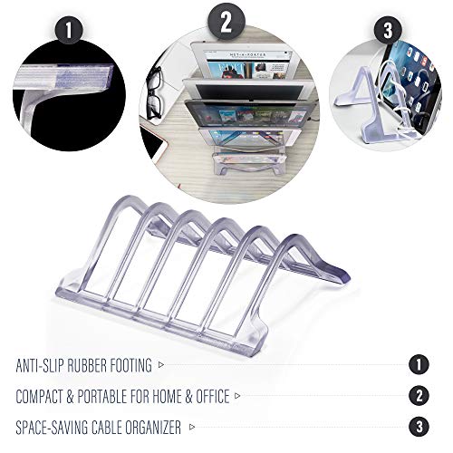 Prosumer's Choice Universal 5 Tablet and Smartphone Charging Organizer Rack Desktop Stand Holder - Clear - Thumbnail 2