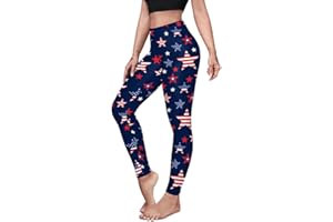 Eciodci Women's American Flag Leggings USA 4th of July Patriotic Stripes High Waist Soft Stretchy Yoga Pants