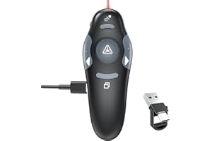 PPTSLID [2 in 1 USB C + Rechargeable] Presentation Clickers, Powerpoint Clicker Wireless Presenter Remote, Presentation Pointer PPT Slideshow Advancer Remote Control Slide USB Clicker for Computer, Mac