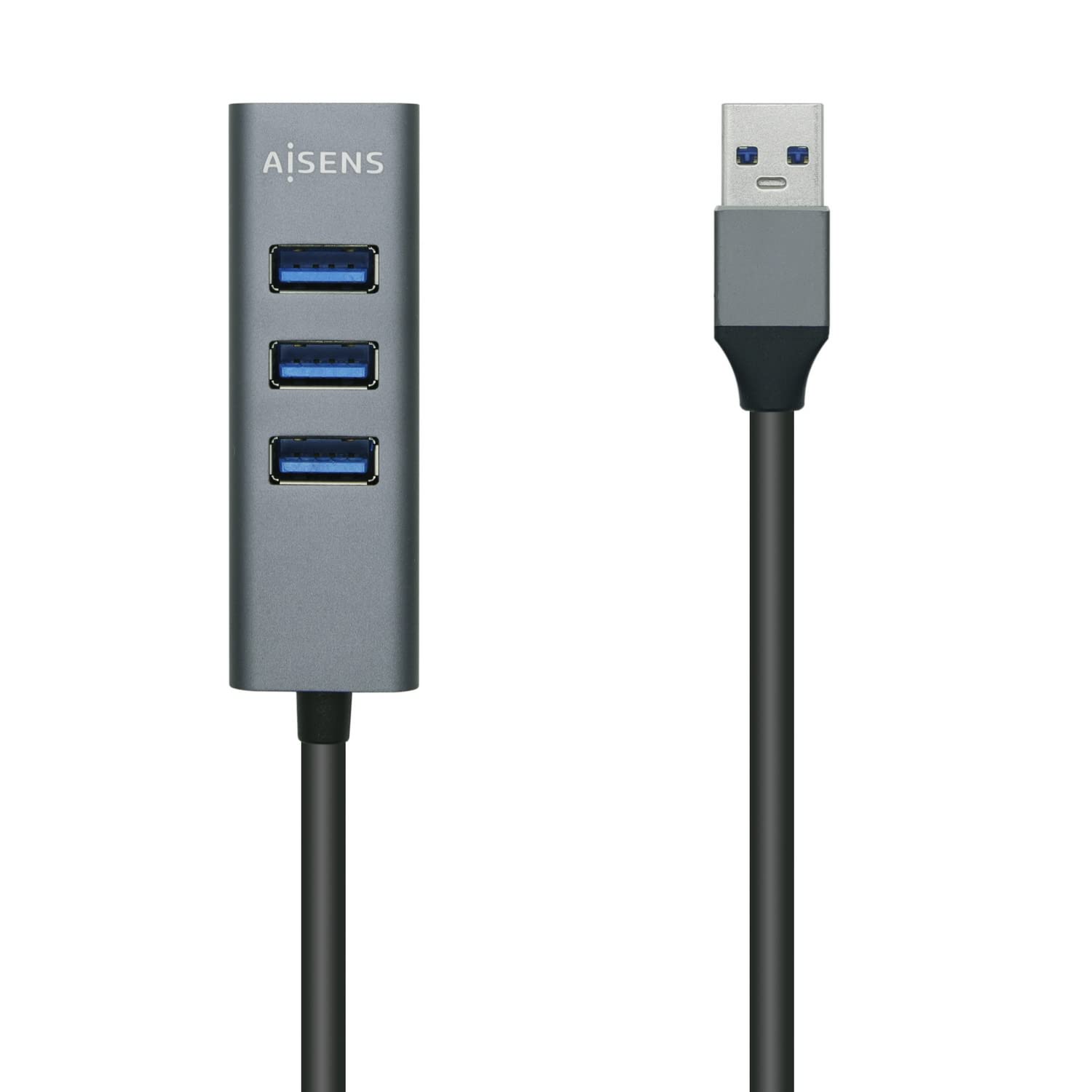 AISENS A106-0507 USB 3.0 HUB Type A/M-4xType A/H, Grey, 10cm