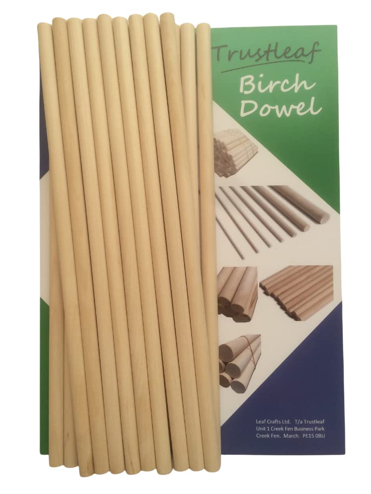 Trustleaf 10mm x 30cm Birch Hardwood Wooden Dowels (20 Dowels)