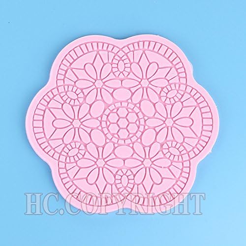 Cake Mat - Round Classical European Flower Lace Silicone Mould Cake Mat Fondant Embossed Decorating Sugarcraft - Embosser Mate Fondant Sprinkles Nursing Cardboard Toffee Maternity Mold Candy Ta