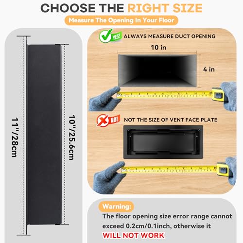 SOLRIX 20PCS Floor Registers 4x10,Black Flush Floor Vents Heavy Duty Steel Floor Registers Walkable Floor Register Vent Unadjustable Vent Covers for Home Floor Office Safety-Focused Families