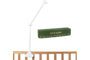 HLEEDUO 360° Rotating Mobile Hanger for Crib,27 in Wooden Mobile arm for Crib White Mobile arm for Crib,Cloud Design Adjustable Crib Accessories Safe Anti Slip Set