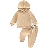 Thorn Tree Infant Baby Boys Pants Set Hooded Solid Sweatshirt Top Pocket Elastic Waist Pants 2Pcs Outfits Fall Winter Suit