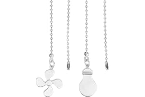 2pcs Ceiling Fan Chain Extenders, 35.5cm/14in Decorative Pull Chain Cord Extension with Fan & Bulb Pendants for Light Lamp Sw