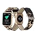 For Apple Watch Band 38MM, HP95(TM) Fashion Classic Leopard Leather Canvas iWatch Wrist strap For Apple Watch 38mm (Brown)