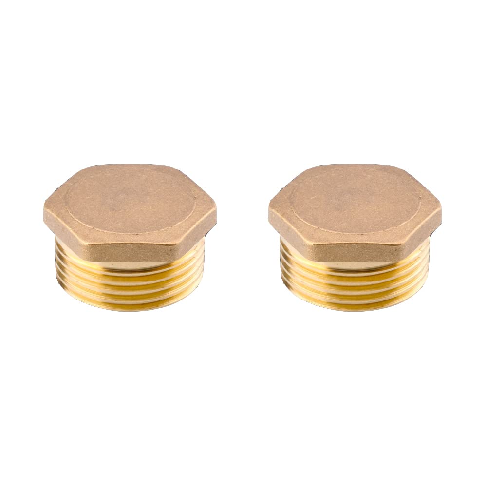 Photo 1 of 1-Inch Brass Compression Cap Stop Valve Cap,Brass Compression Fitting,Water Pipe Plug Brass Cap Male Threaded(Pack of 2)