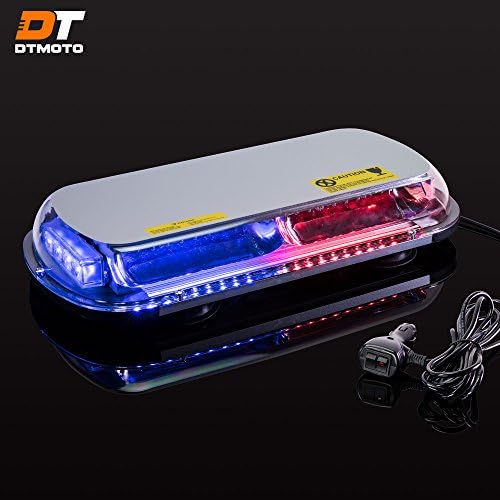 16" 132-Watt LED Mini Light Bar w/ 8 Modes, IP66 Waterproof and Magnetic Mount - Blue/Red Warning Strobe Light Bars for Hazard, Emergency, Snow Plow Vehicles