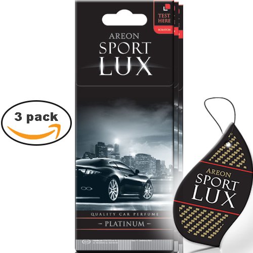 AREONSport LUX Quality Perfume/Cologne Cardboard Car & Home Air Freshener, Platinum (Pack of 3)