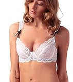 Ruzishun Women's Push Up Bra See-through Lace Underwear Set