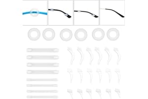 iGeyzoe Eyeglasses Silicone Ear Hooks Retainers, Anti-Slip Holder Stoppers, Temple Tips Sleeve Retainer, Spectacle Stay for Eyeglasses, Sunglasses, Reading Glasses (White)