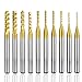 Bestgle 10Pcs 0.8-3.175mm Tungsten Carbide Titanium Coat End Mill Engraving Bits Milling Cutter Tool CNC Rotary Burrs Set, 1/8'' Shank