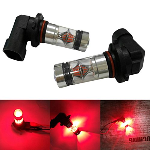 Ecosin Fashion 2X H10 9005 9006 100W 20LED HID 2323 Fog Driving DRL Light Bulbs (Red)