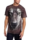 The Mountain Men’s Wolf Face Shirt, Gray, Medium, Online Clothing Store