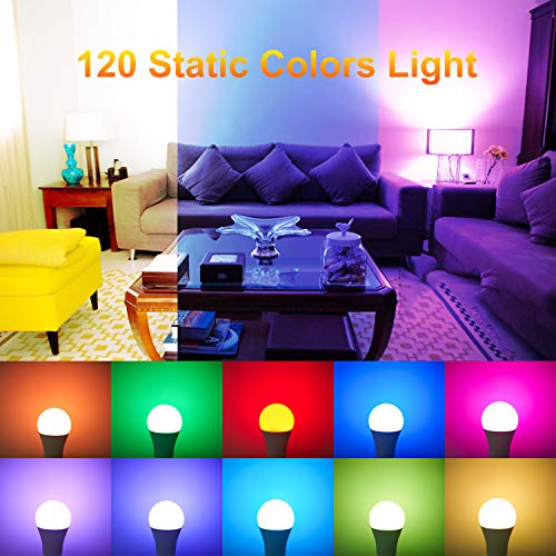 LED Light Bulbs, Color Changing Light Bulb with Remote Control, 10W E26/27 LED Lights with 120 Colors, Dimmable & Timing LED Bulbs, Decorative Mood Light, Perfect for Home Party Holiday and More - Thumbnail 3
