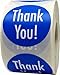 InStockLabels Thank You Labels 1 1/2 Inch 500 Adhesive Stickers, Blue With White Lettering