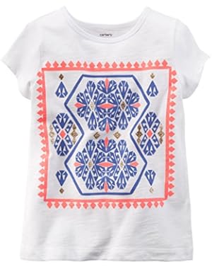Girl S/s Geo Tee, White