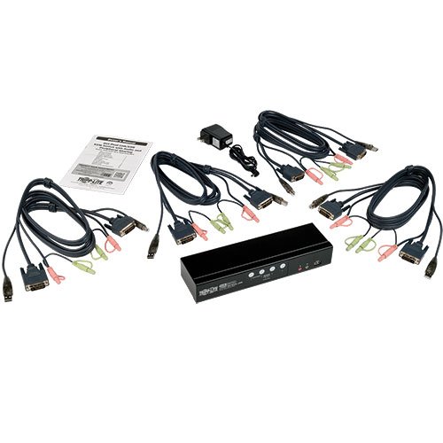 Tripp Lite 4-Port DVI Dual-Link/USB Desktop KVM Switch with Audio & Cables (B004-DUA4-HR-K)
