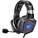 ONIKUMA Gaming Headset Stereo PS4 Headset with Flexible 360°Mic Surround Sound Over-Ear Xbox one Headset with Noise Cancelling Gaming Headphone LED Lights Volume Mute Control for Phones Laptop Mac PC
