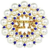 Elegant Blue Diamond Greek Letter Sorority SGR Members Pin Jewelry Gold Soror Sigma 1922 Society Pearl Brooch for Women Gift