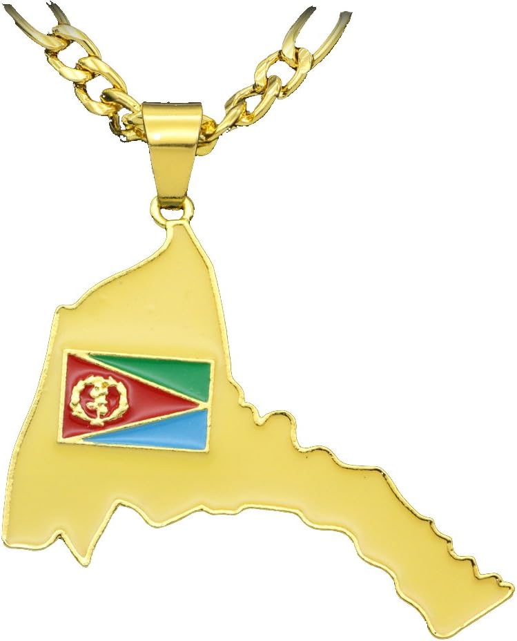 Hip Hop Necklaces Eritrea Map Pendant Figaro Chain Copper Golden Maps Necklace Mens Fashion Accessory Jewelry