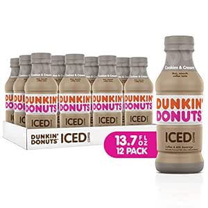 Dunkin Donuts Iced Coffee, Cookies and Cream, 13.7 Fluid ...