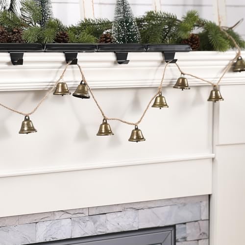 Christmas Decorations -Bells Christmas Garland-Rustic Bells Garland Banner for Christmas Tree Mantle Fireplace and Wall Decor