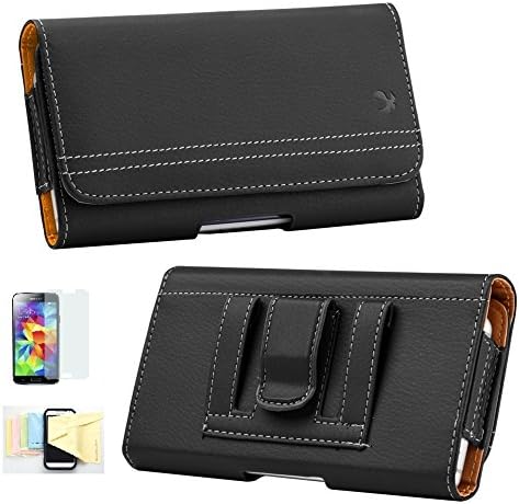 Apple iPhone 6, 6s Case, Cell Phone Carrying Pouch Belt Clip Holster Credit Card Holder Magnetic Closure Momiji [Screen Guard] Protector, Cleaning Cloth (Black)