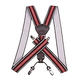 JIERKU Mens Suspenders with Clips Y Back Suspenders for Men Leather Braces