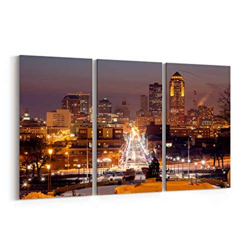 Des Moines Skyline Wall Art Des Moines Canvas Print Des