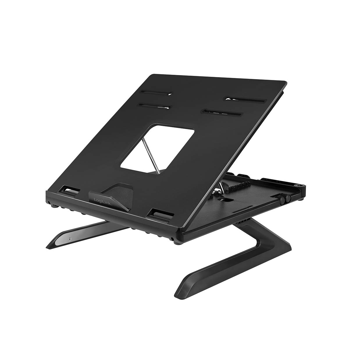 LogiLink AA0133 Notebook Stand with Smartphone Holders, Suitable for 10-15.6 Inch Laptops and Tablets, Black