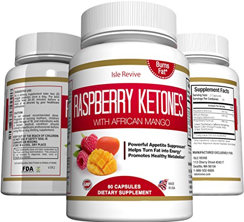 Raspberry Ketones Weight Loss Dietary Supplement with African Mango Extract, All-Natural Keto Diet Pills for Women and Men, Appetite Suppressant, Gluten Free, Non GMO (60 Capsules, 30 Day Supply)