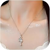 Naturepernulo Moon Star Pendant Necklace Moonstone Moon Star Necklace Anniversary Birthday Jewelry for Women Mom Wife