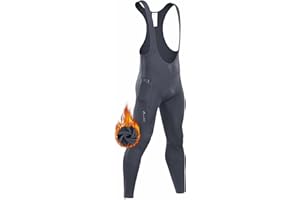 Przewalski Men's Cycling Bib Pants 4D Padded Bike Fleece Lined Thermal Biking Tights Leggings Riding Bicycle Pants