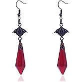 Gothic Dark Bat Earrings Red Black Crystal Bat Dangle Earring for Women Punk Rock Style Bats Earrings Halloween Goth Vampire Jewelry Costume Accessories