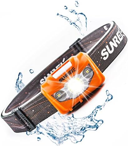 USB Rechargeable Ultra Bright CREE LED Headlamp-7 Lighting Modes,up to 120 Hours Use,IPX5 Waterproof Headlamp for Camping Running Hiking (Orange)
