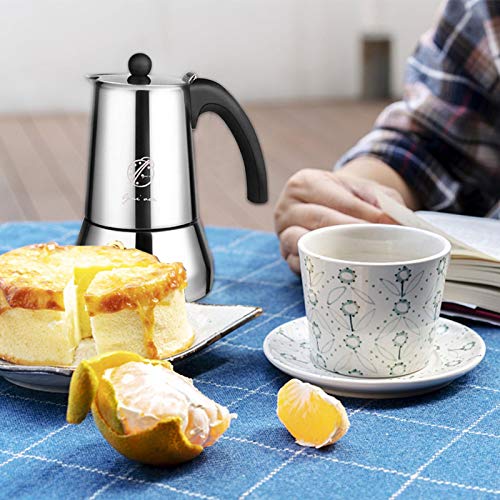 Foliner Espressokanne, Edelstahl Mokkakanne, Für Alle Elektroherde, Edelstahl 304, Espressokocher Für Induktion 4-6… – Bild 5