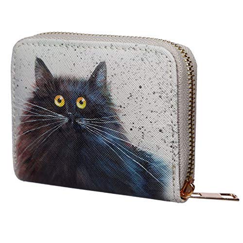 Kim Haskins Cat Zip Around Small Wallet Purse (Black & White)