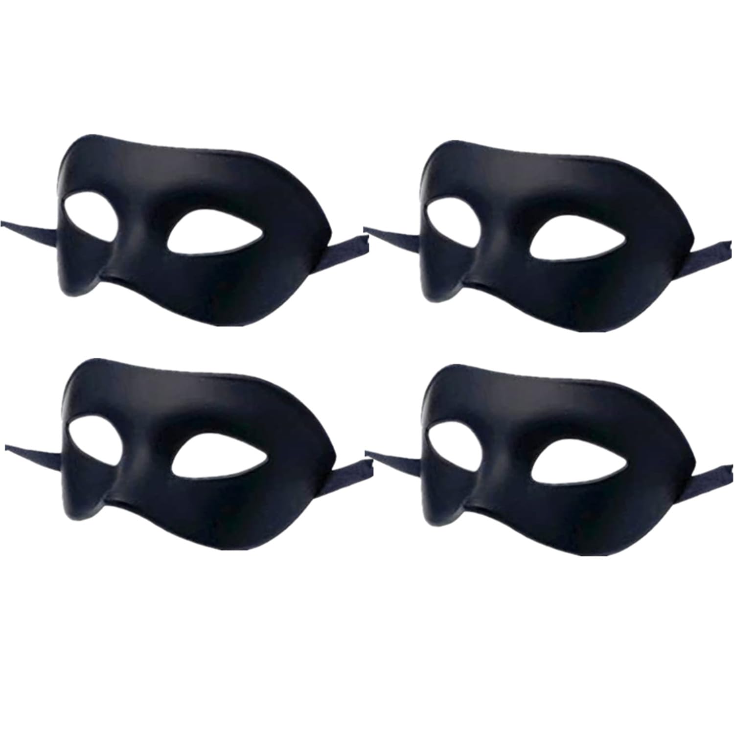 LECMACY Men Women Masquerade Mask, High Elastic Bendable Plastic Half Face Eye Mask, Solid Color, Suitable for All Prom (Black 4 Pack)