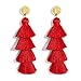 Fashion Jewelry 14k Gold/Tassels/Charming Pendants/Gems Drop Earrings (NewTassel-Red)