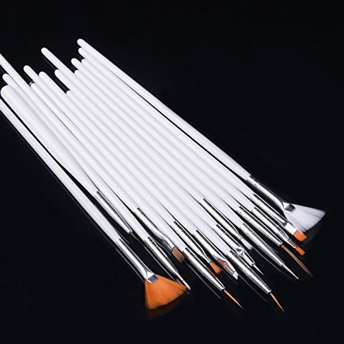 Yimart Pack of 20,Nail Art and Gel Acrylic Drawing Painting Brush Set with Dotting Pen Tools (B)
